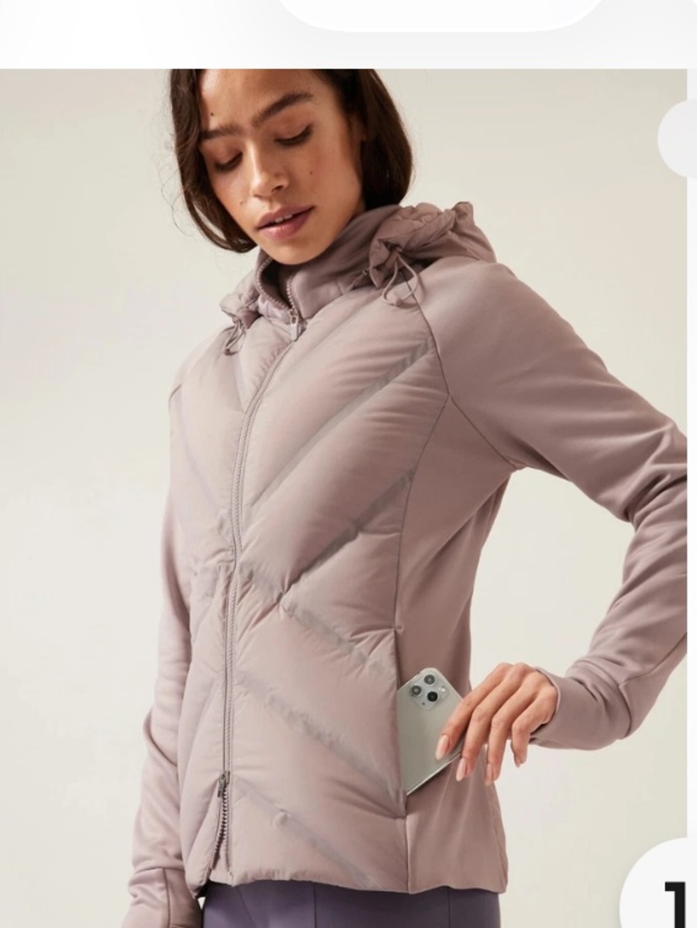 Athleta Quilted Hooded Puffer Jacket in tinsel purple
